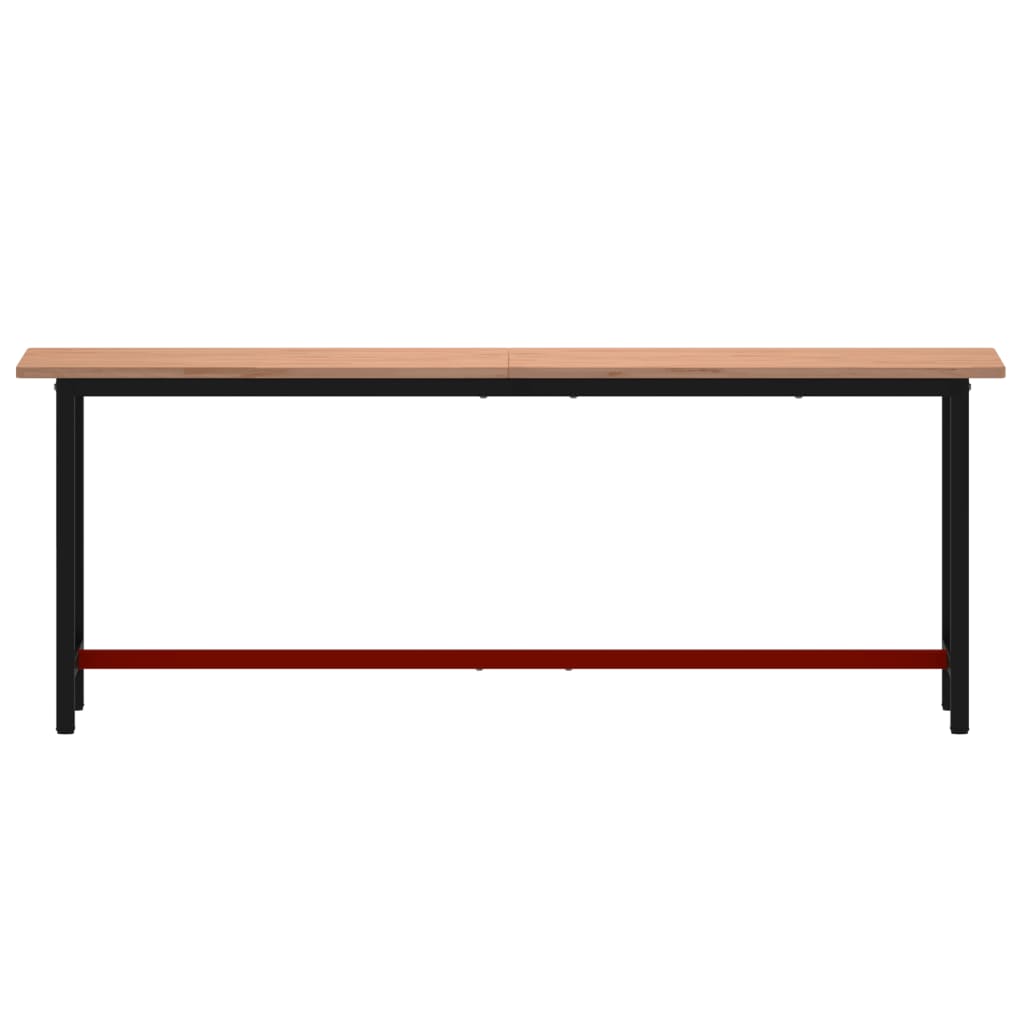 Vidaxl Workbench 220x55x81,5 cm Solid Beech Wood and Metal