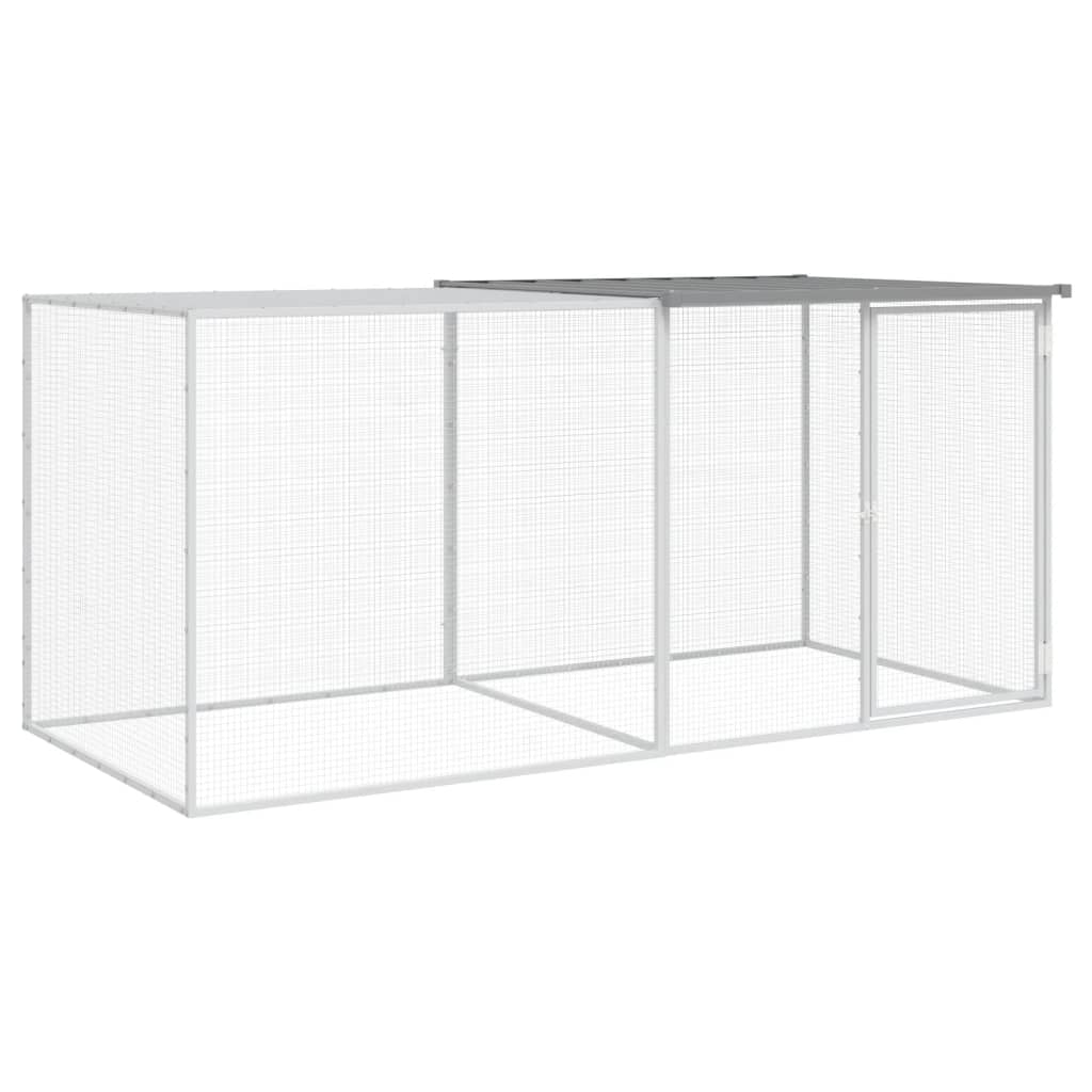 VidaXL Hühnerstall mit Dach 203 x 98 x 90 cm, verzinkter Stahl, hellgrau