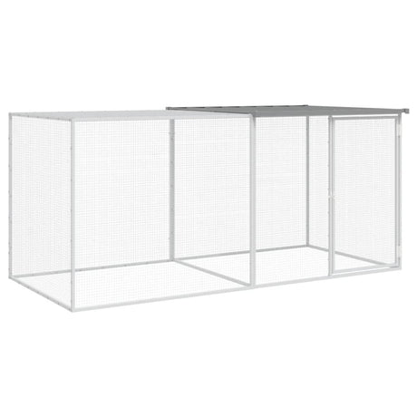 VidaXL Hühnerstall mit Dach 203 x 98 x 90 cm, verzinkter Stahl, hellgrau