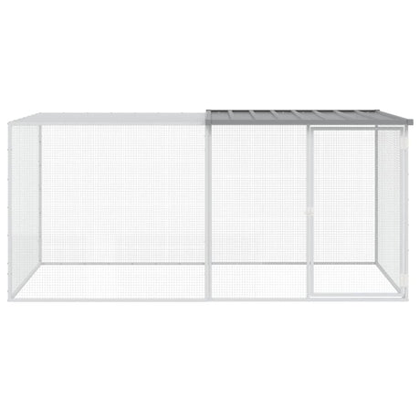 VidaXL Hühnerstall mit Dach 203 x 98 x 90 cm, verzinkter Stahl, hellgrau
