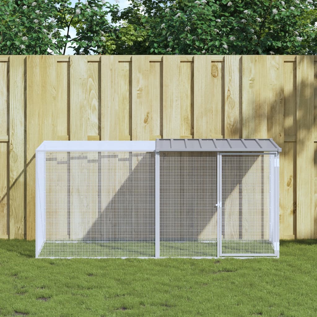 VidaXL Hühnerstall mit Dach 203 x 98 x 90 cm, verzinkter Stahl, hellgrau