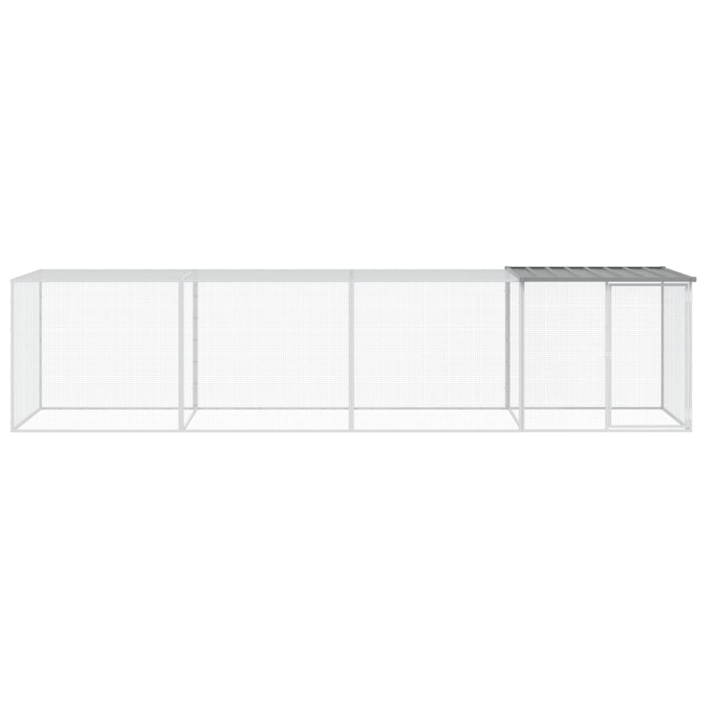 VidaXL Hühnerstall mit Dach 403 x 98 x 90 cm, verzinkter Stahl, hellgrau