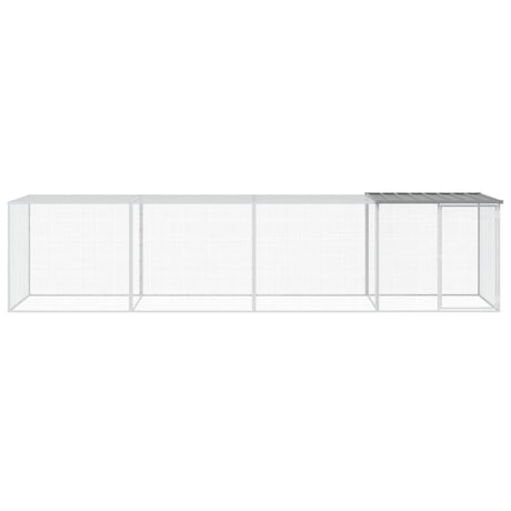 VidaXL Hühnerstall mit Dach 403 x 98 x 90 cm, verzinkter Stahl, hellgrau