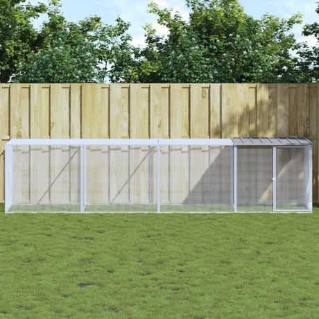 VidaXL Hühnerstall mit Dach 403 x 98 x 90 cm, verzinkter Stahl, hellgrau