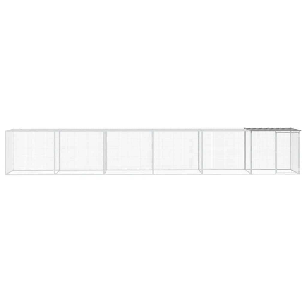 VidaXL Hühnerstall mit Dach 603 x 98 x 90 cm, verzinkter Stahl, hellgrau