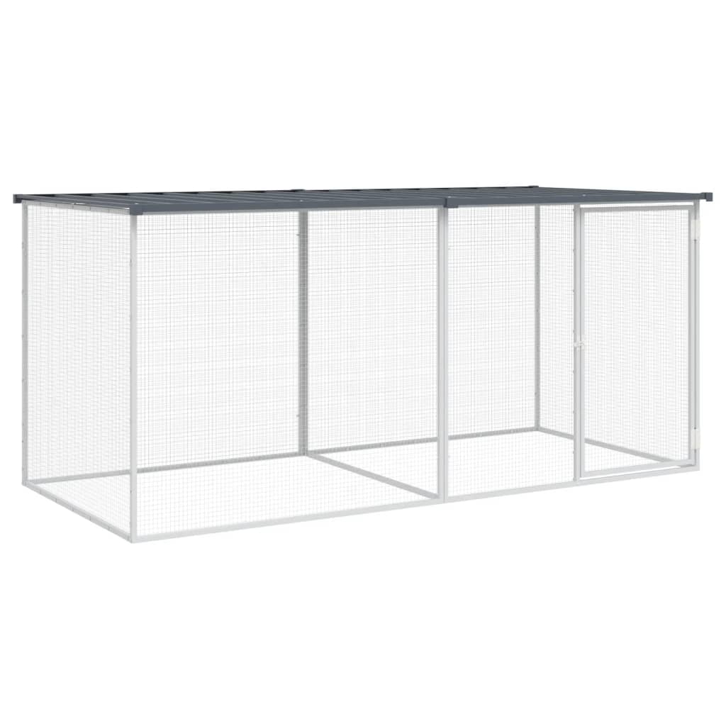 VidaXL Hühnerstall mit Dach 203 x 98 x 90 cm, verzinkter Stahl, Anthrazit