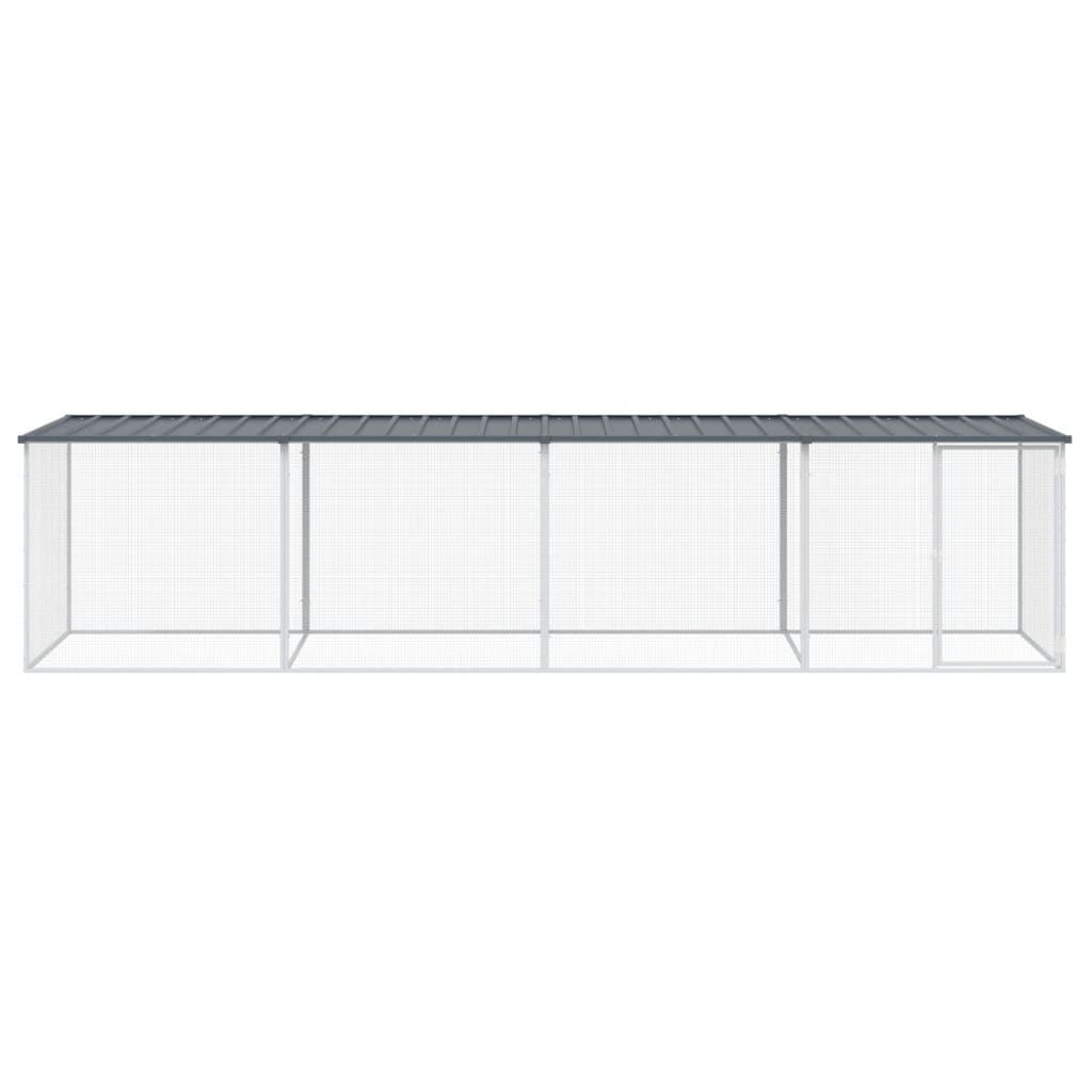 VidaXL Hühnerstall mit Dach 403 x 98 x 90 cm, verzinkter Stahl, Anthrazit