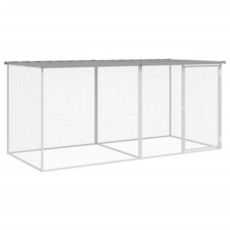 VidaXL Hühnerstall mit Dach 203 x 98 x 90 cm, verzinkter Stahl, hellgrau