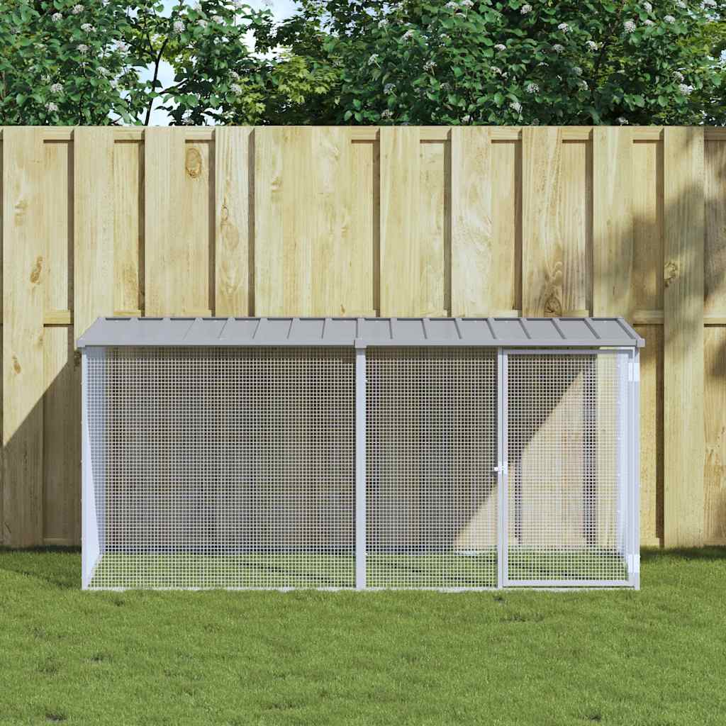VidaXL Hühnerstall mit Dach 203 x 98 x 90 cm, verzinkter Stahl, hellgrau