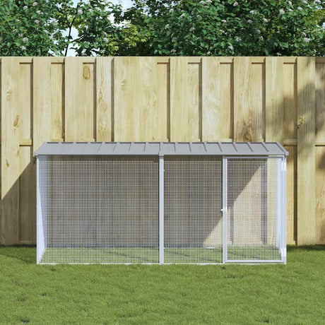 VidaXL Hühnerstall mit Dach 203 x 98 x 90 cm, verzinkter Stahl, hellgrau
