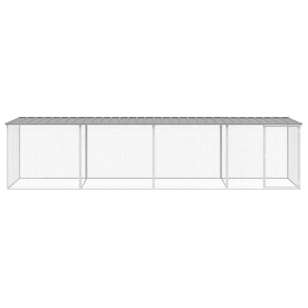 VidaXL Hühnerstall mit Dach 403 x 98 x 90 cm, verzinkter Stahl, hellgrau