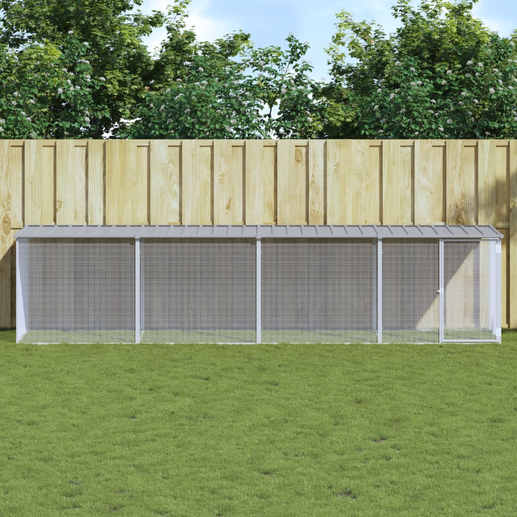 VidaXL Hühnerstall mit Dach 403 x 98 x 90 cm, verzinkter Stahl, hellgrau