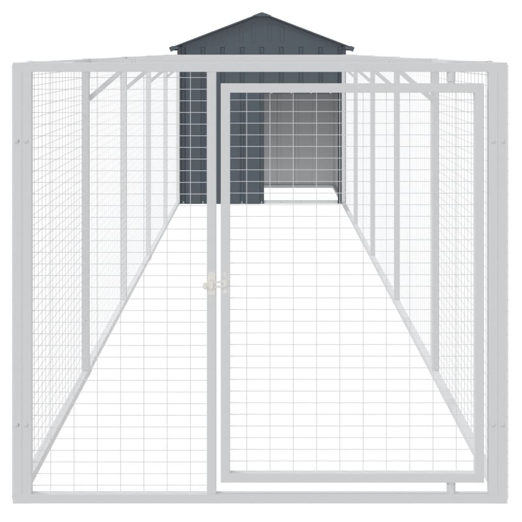 Vidaxl dog loft with roof 117x609x123 cm galvanized steel anthracite