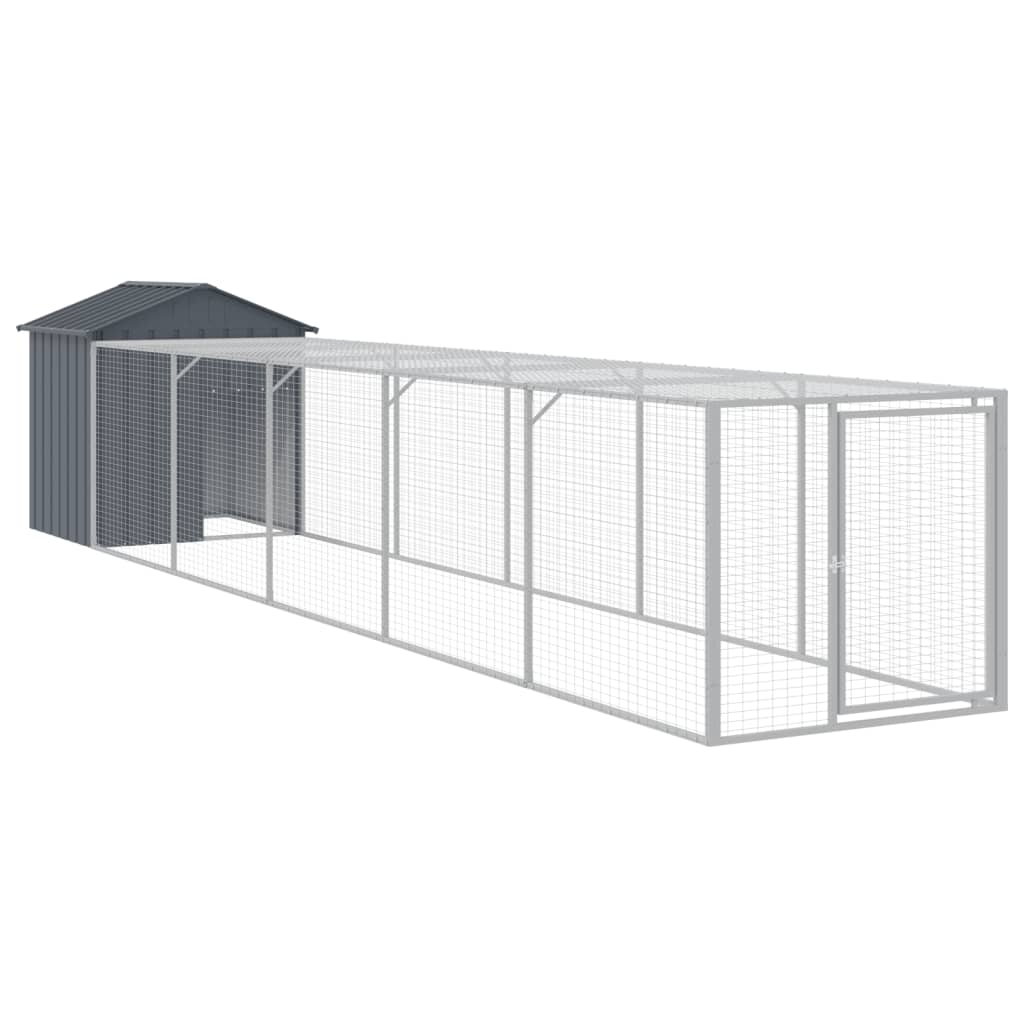 VidaXL Hühnerstall mit Auslauf 117 x 609 x 123 cm, verzinkter Stahl, Anthrazit