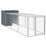 VidaXL Hühnerstall mit Auslauf 110 x 405 x 110 cm, verzinkter Stahl, Anthrazit