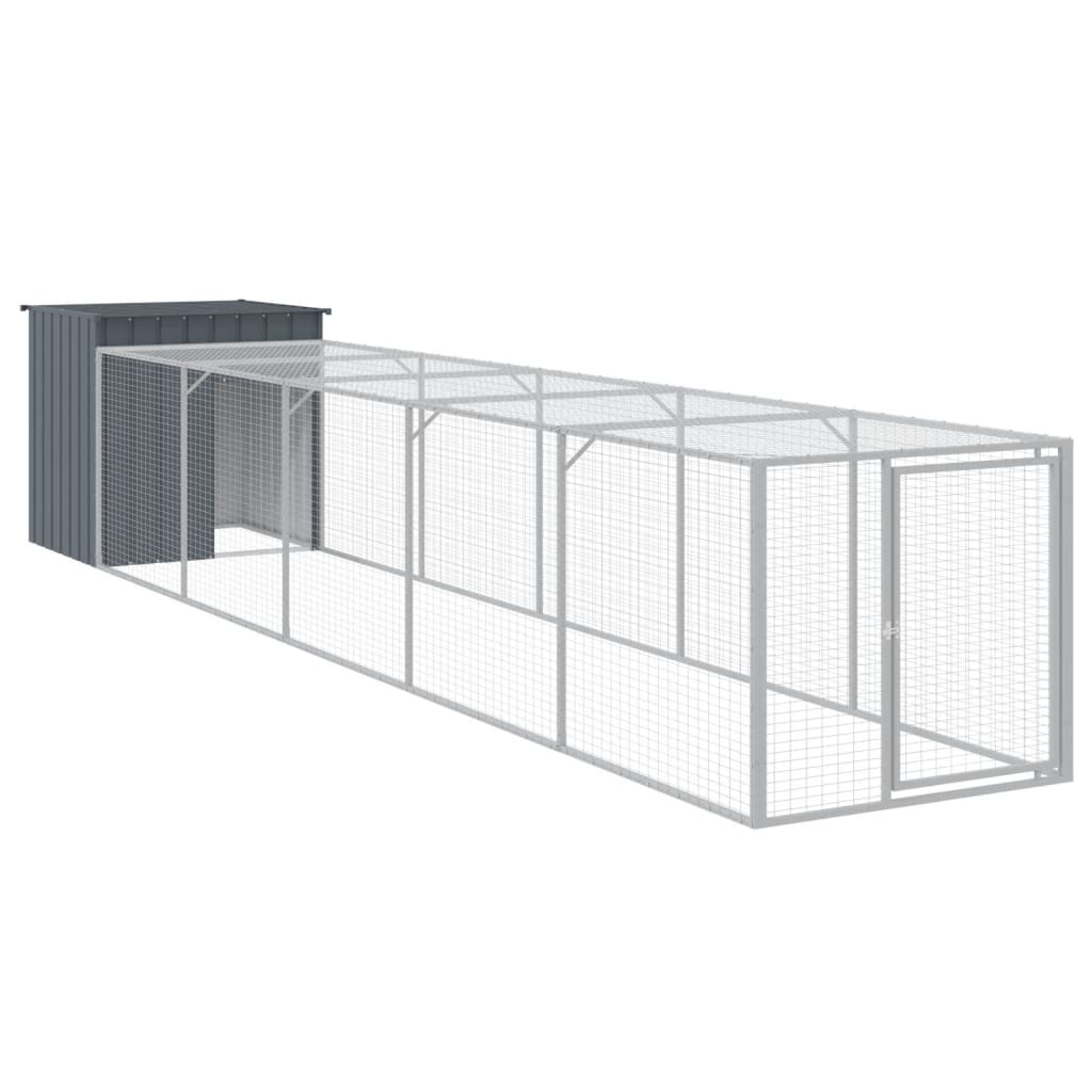VidaXL Hühnerstall mit Auslauf 110 x 609 x 110 cm, verzinkter Stahl, Anthrazit
