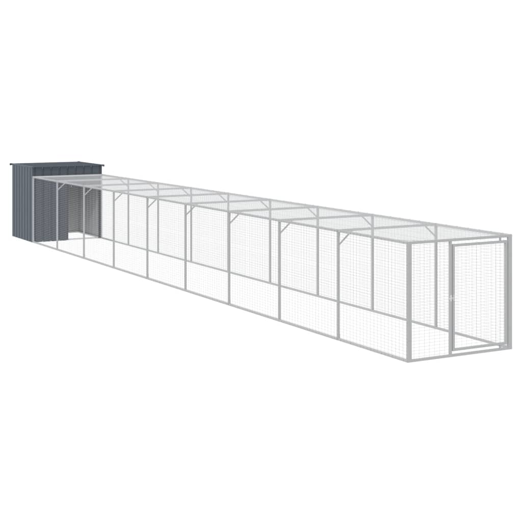 VidaXL Hühnerstall mit Auslauf 110x1017x110 cm Stahl Anthrazit