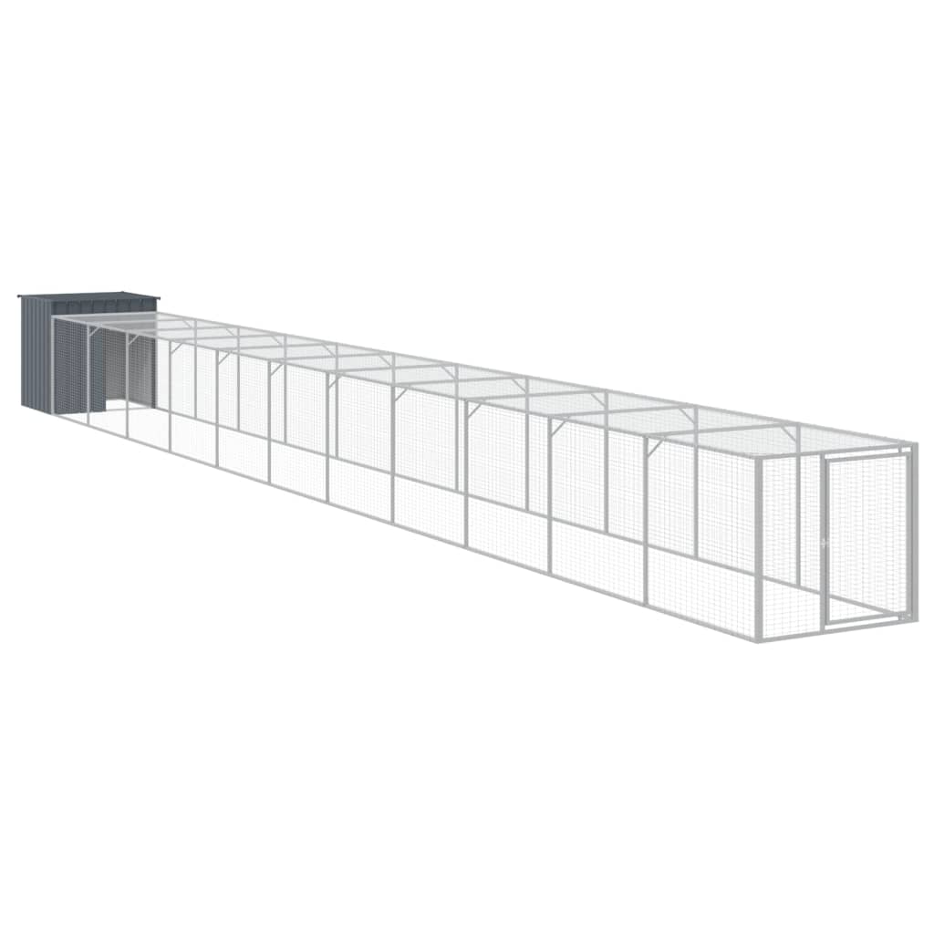 VidaXL Hühnerstall mit Auslauf 110x1221x110 cm Stahl Anthrazit