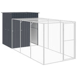 VidaXL Hühnerstall mit Auslauf 165 x 455 x 181 cm, verzinkter Stahl, Anthrazit
