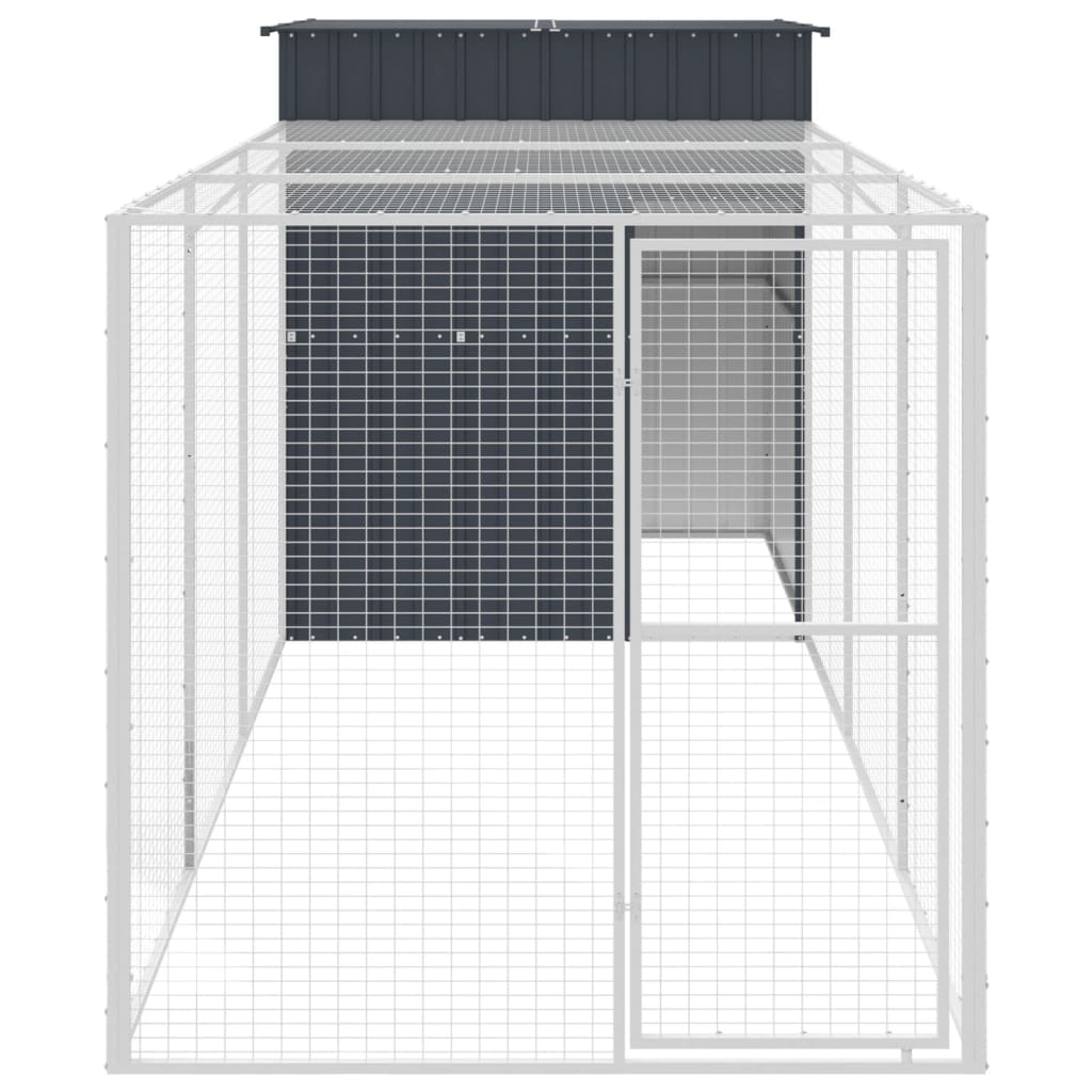 VidaXL Hühnerstall mit Auslauf 165 x 455 x 181 cm, verzinkter Stahl, Anthrazit