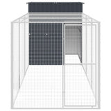 VidaXL Hühnerstall mit Auslauf 165 x 455 x 181 cm, verzinkter Stahl, Anthrazit