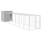 VidaXL Hühnerstall mit Auslauf 165 x 863 x 181 cm, verzinkter Stahl, Grau