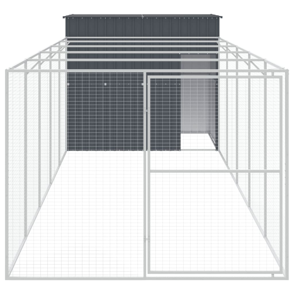 VIDAXL DOGOFT mit Lauf 214x661x181 cm verzinkter Stahl -Anthrazit