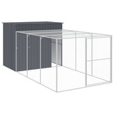 Vidaxl dog loft with run 214x457x181 cm galvanized steel anthracite