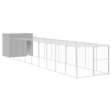 Vidaxl Dog Loft with Run 214x1069x181 cm en acier gris clair