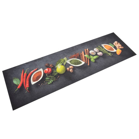 Vidaxx Küchenmatte waschbarer Kräuterdruck 45x150 cm Samt