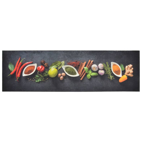 Vidaxx Küchenmatte waschbarer Kräuterdruck 45x150 cm Samt