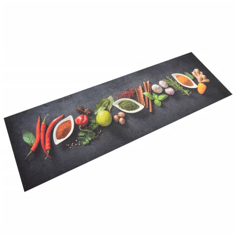 Vidaxx Küchenmatte waschbarer Kräuterdruck 60x180 cm Samt