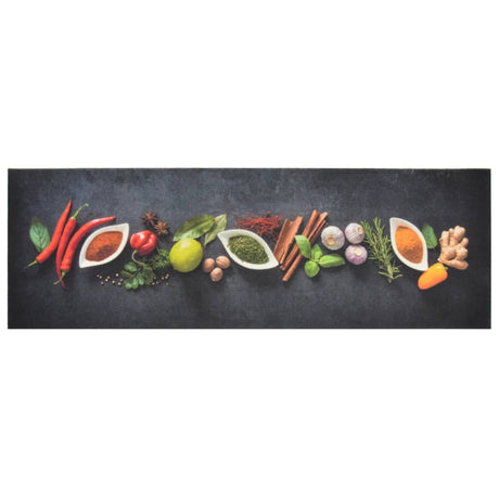 Vidaxx Küchenmatte waschbarer Kräuterdruck 60x180 cm Samt
