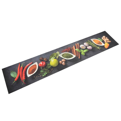 Vidaxx Küchenmatte waschbarer Kräuterdruck 60x300 cm Samt