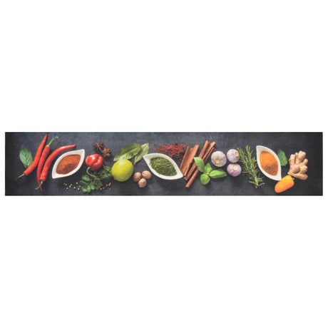Vidaxx Küchenmatte waschbarer Kräuterdruck 60x300 cm Samt