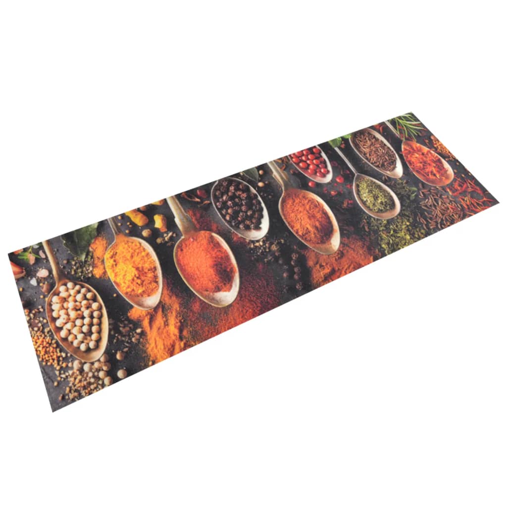 Vidaxl Kitchen Mat Washable Spooning Herb Print 60x180 cm fløyel