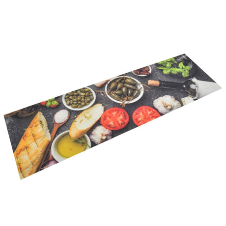 Vidaxx Küchenmatte waschbarer Wein- und Abendessendruck 45x150 cm Samt