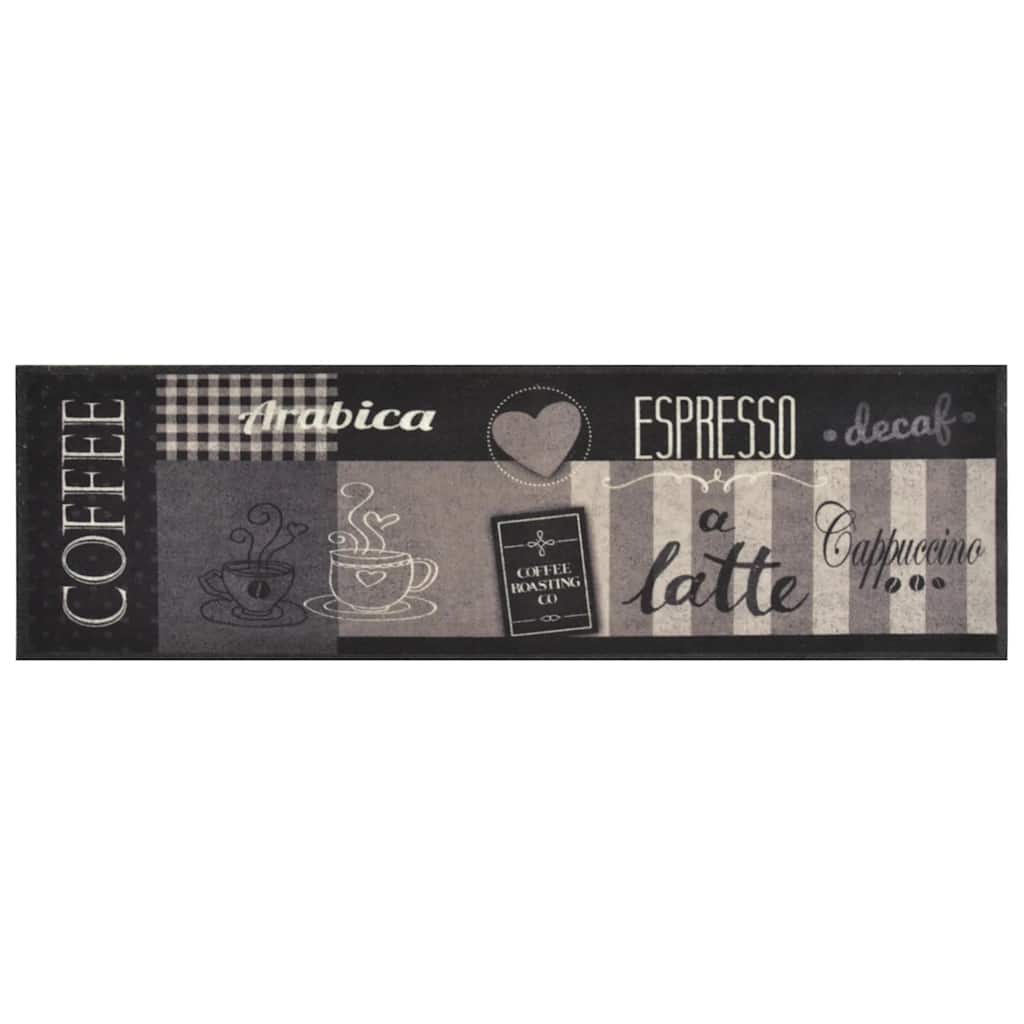 Vidaxx Küchenmatte waschbar Kaffeedruck 45x150 cm samtschwarz