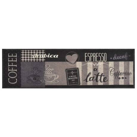 Vidaxx Küchenmatte waschbar Kaffeedruck 45x150 cm samtschwarz