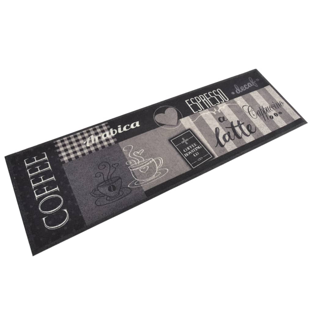 Vidaxx Küchenmatte waschbar Kaffeedruck 60x180 cm samtschwarz