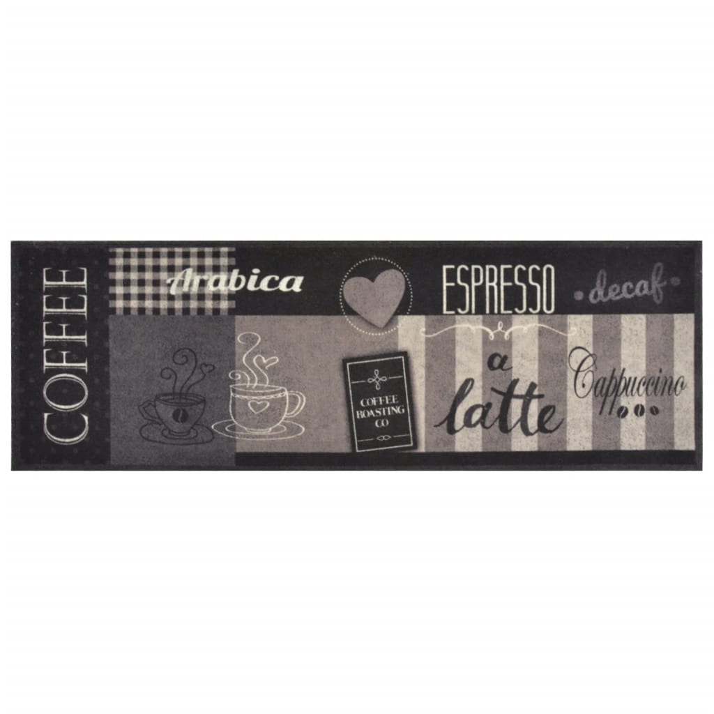 Vidaxx Küchenmatte waschbar Kaffeedruck 60x180 cm samtschwarz