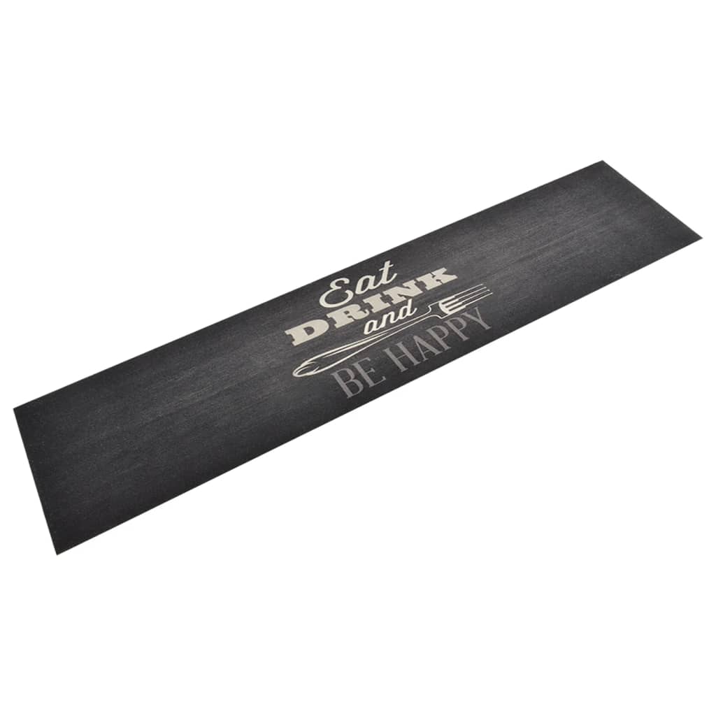 Vidaxl Kitchen Mat Washable Kitchen Print 60x300 cm Velvet Black