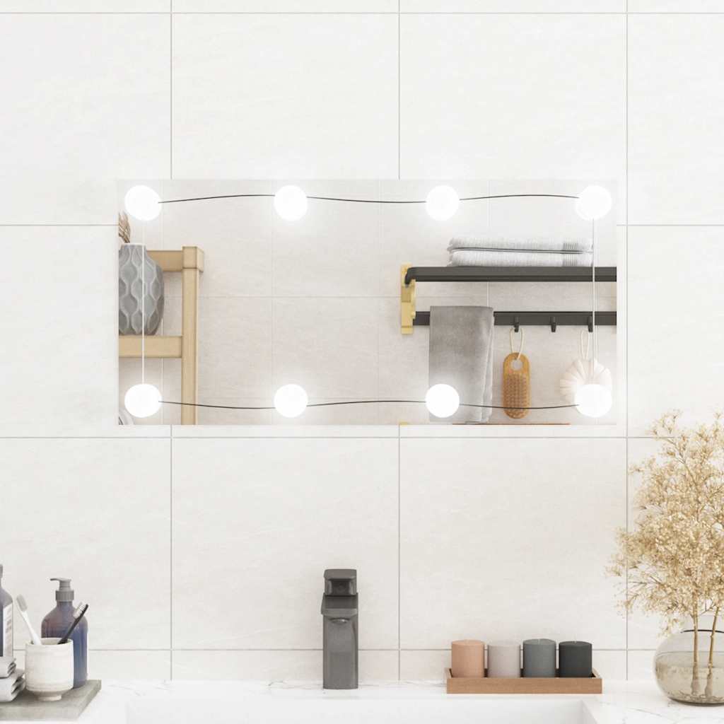 VidaXL Wandspiegel mit LEDs rechteckig 30x60 cm Glas