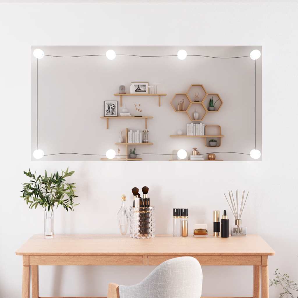 VidaXL Wandspiegel mit LEDs rechteckig 50x100 cm Glas