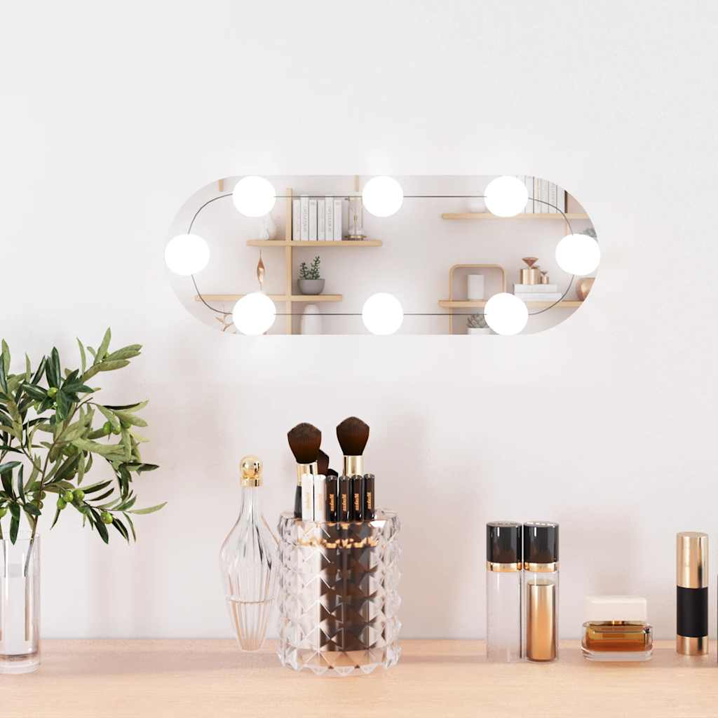 VidaXL Wandspiegel mit LEDs oval 15x40 cm Glas