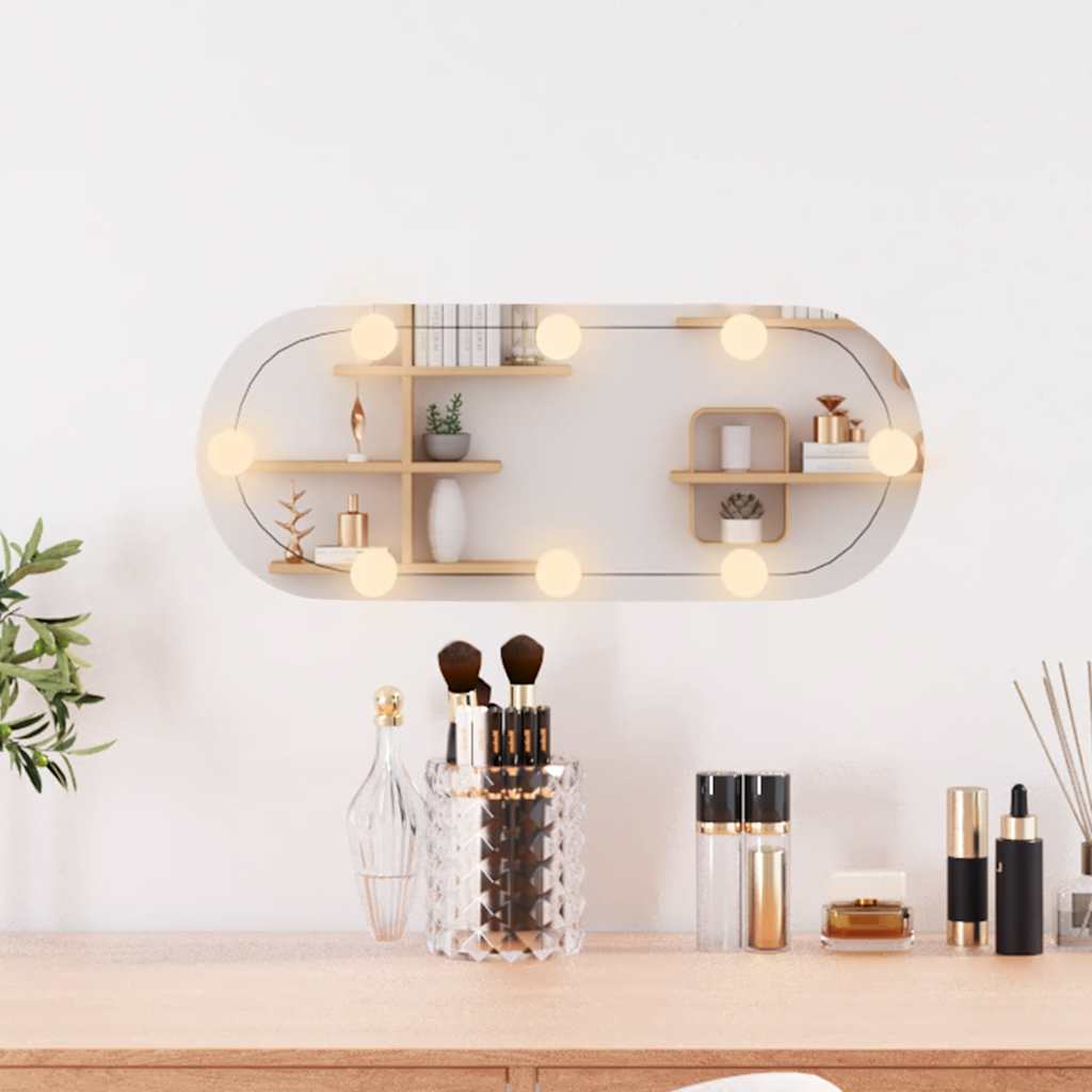 VidaXL Wandspiegel mit LEDs oval 20x50 cm Glas