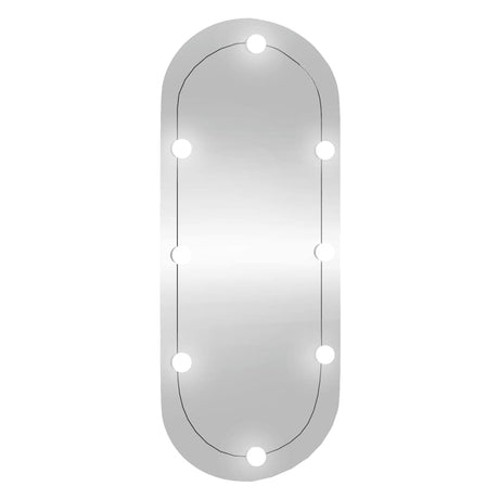 Vidaxxl Wandspiegel mit LEDs oval 25x60 cm Glas
