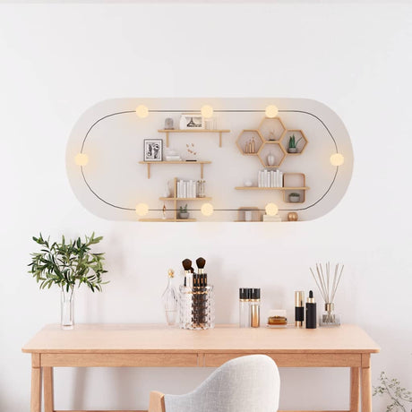 Vidaxxl Wandspiegel mit LEDs oval 25x60 cm Glas
