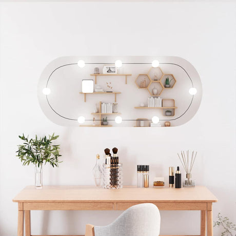 Vidaxxl Wandspiegel mit LEDs oval 25x60 cm Glas