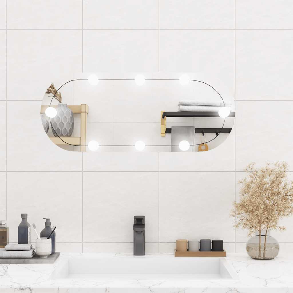 VidaXL Wandspiegel mit LEDs oval 30x70 cm Glas